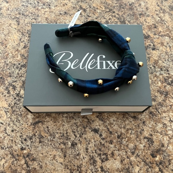 ❤️🎄Tartan & Cheer Knotted Headband with Metallic Pearls  - NEW WITH TAGS - Picture 3 of 6